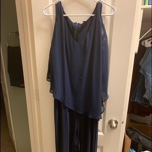 Dress Barn Pantsuit Blue/Rhinestone Sleeve Size 18